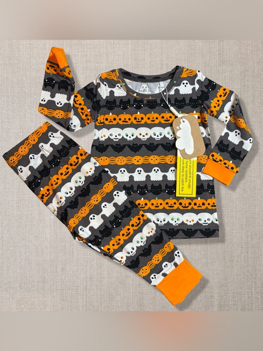Angel Dear 12-18M Bamboo Halloween Pajamas Glow Dark Ghost Pumpkin Cat NWT